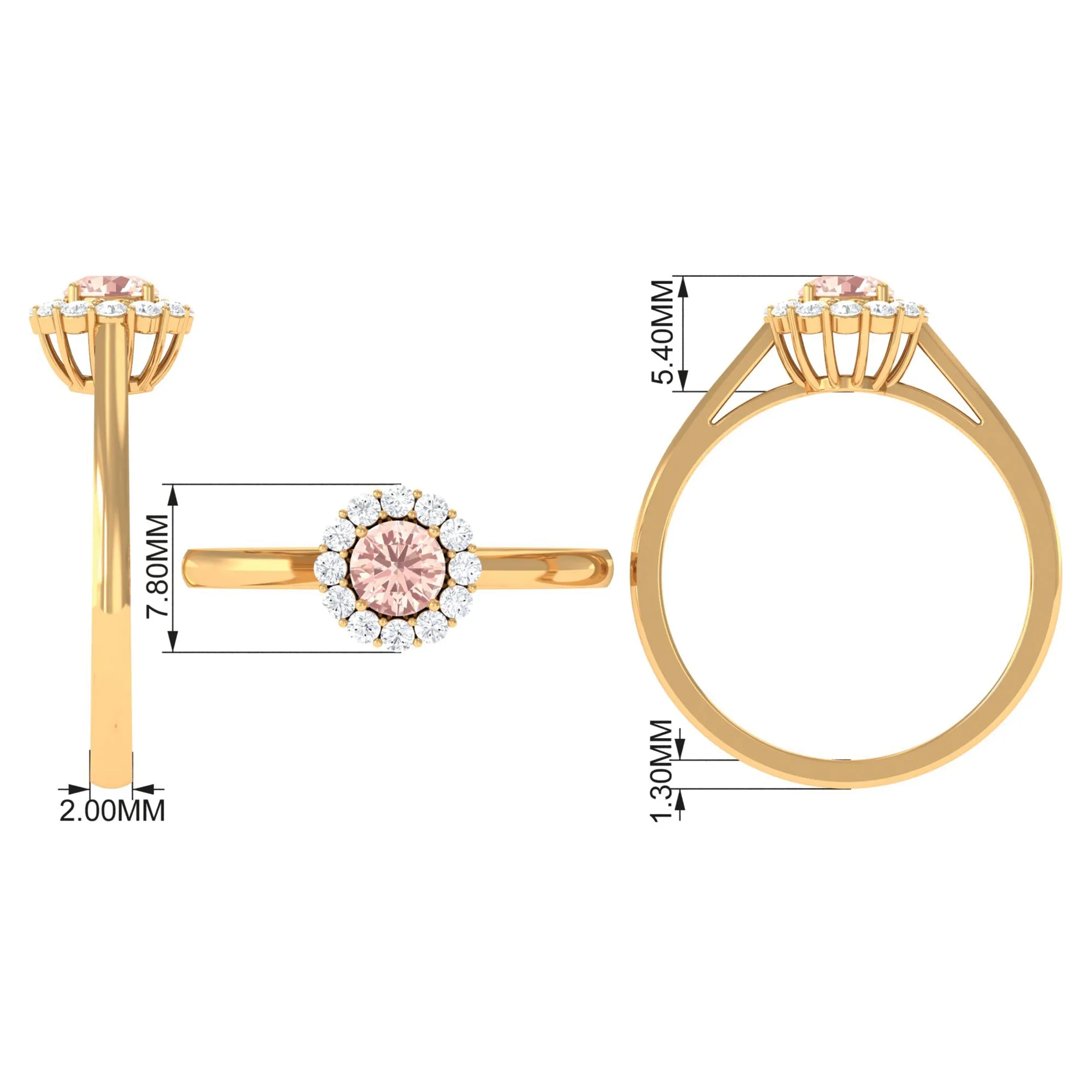 0.75 CT Morganite Engagement Ring with Diamond