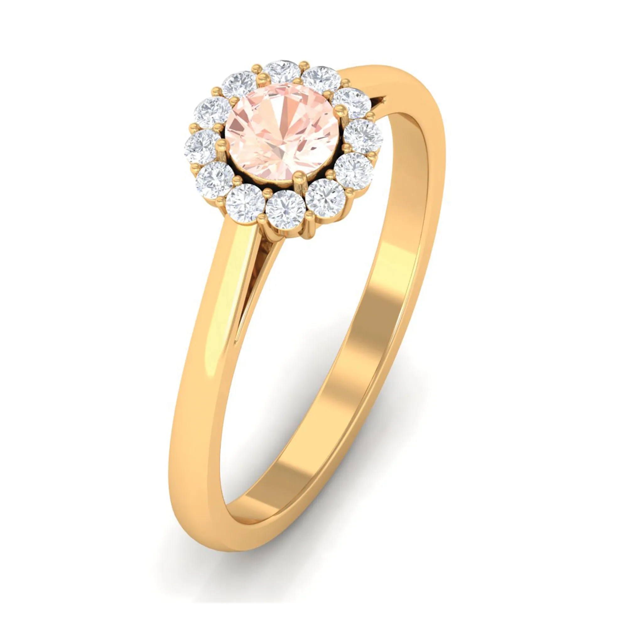 0.75 CT Morganite Engagement Ring with Diamond