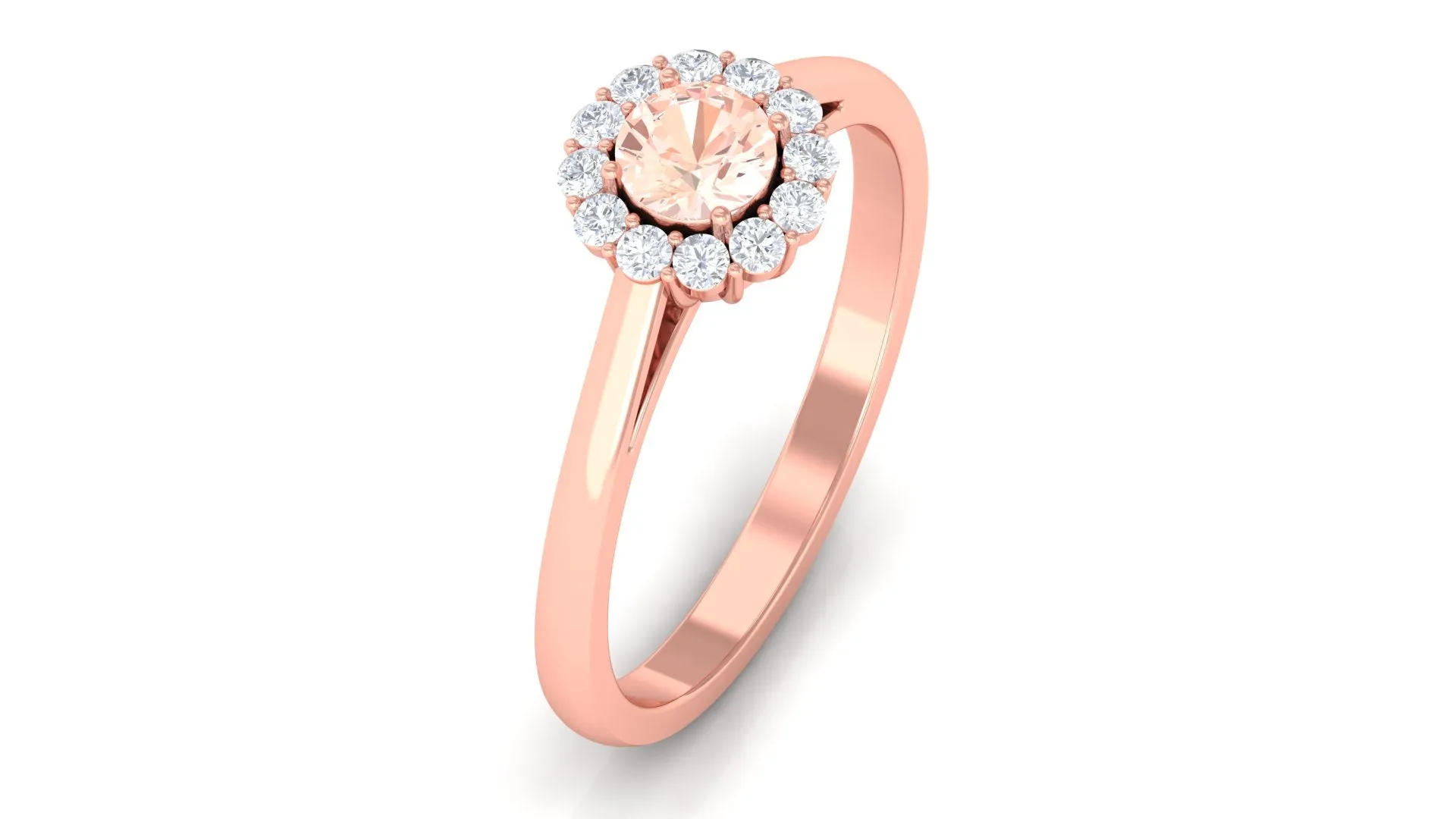 0.75 CT Morganite Engagement Ring with Diamond