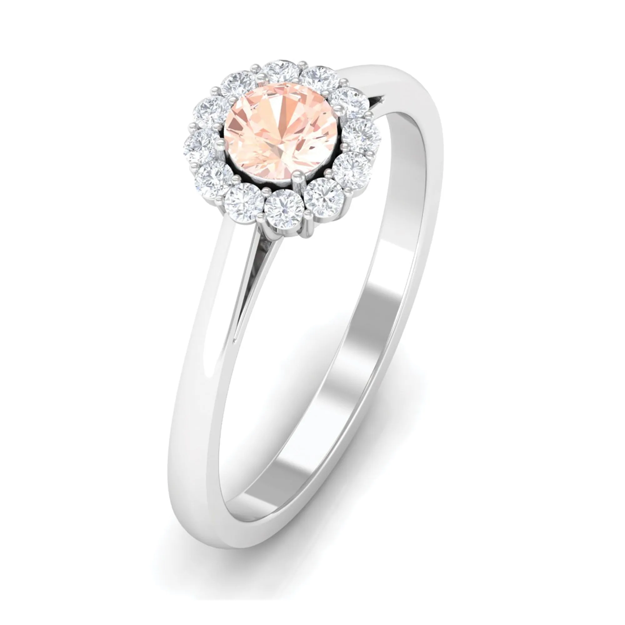 0.75 CT Morganite Engagement Ring with Diamond