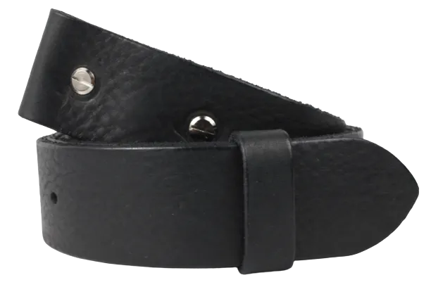 1 3/8 Inch (35mm) Wide Black Leather Belt Strap with Chicago Screws