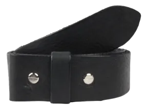 1 3/8 Inch (35mm) Wide Black Leather Belt Strap with Chicago Screws