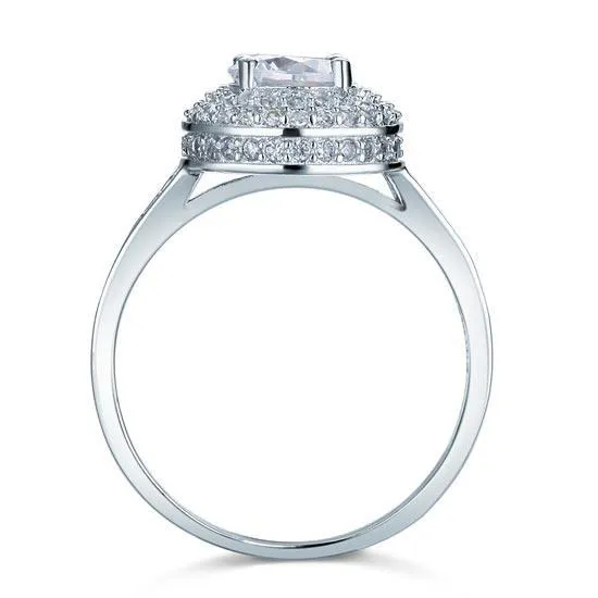 1 Carat Round Cut Created Zirconia Wedding Engagement Sterling 925 Silver Ring MJXFR8035