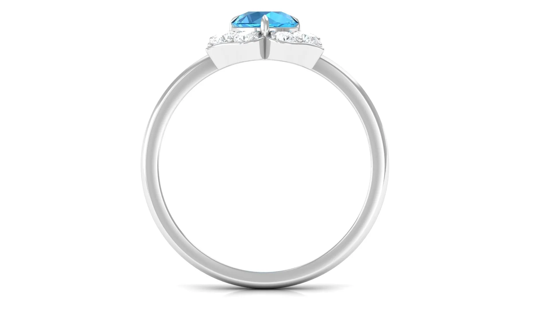 1 CT Swiss Blue Topaz Engagement Ring with Diamond Accent