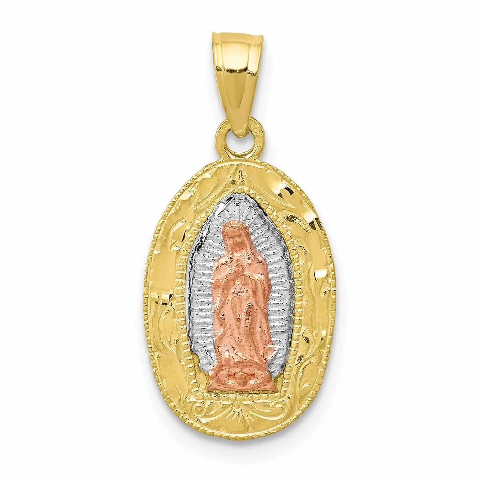 10k Two Tone Gold Lady Of Guadalupe Oval Charm