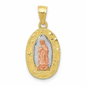 10k Two Tone Gold Lady Of Guadalupe Oval Charm