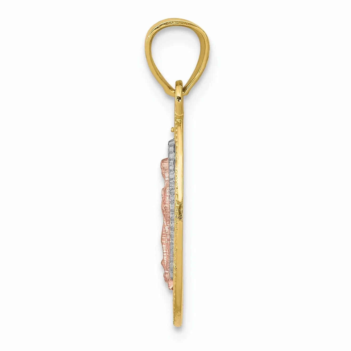 10k Two Tone Gold Lady Of Guadalupe Oval Charm