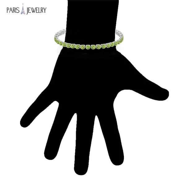 10k White Gold 7 Cttw Created Peridot Round Adjustable Tennis Plated Bracelet