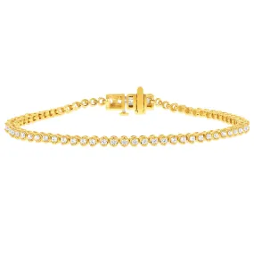 14ct Yellow Gold 1.2 Carats Diamond Tennis Bracelet With 70 Brilliant Diamonds 18cm