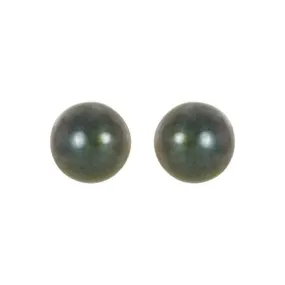 14K White 4 mm Cultured Black Akoya Pearl Earrings