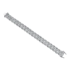 14K White Gold Diamond Pave Cuban Link Bracelet