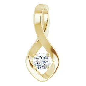 14K Yellow 4 mm Round Natural White Sapphire Pendant