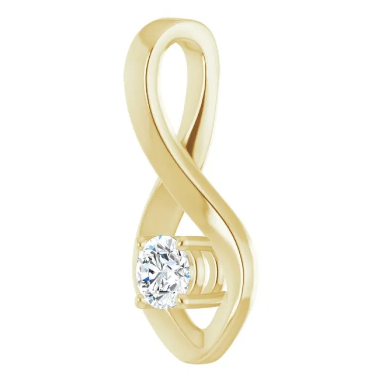 14K Yellow 4 mm Round Natural White Sapphire Pendant