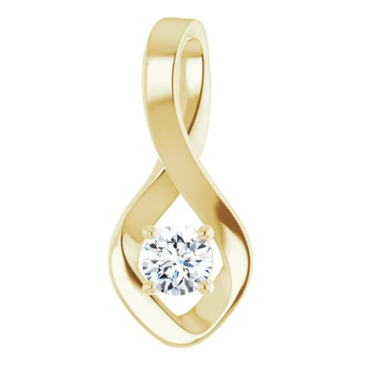 14K Yellow 4 mm Round Natural White Sapphire Pendant