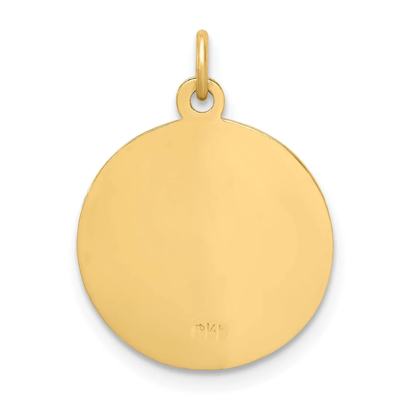 14K Yellow Gold Confirmation with Cross Design Round Medal Pendant