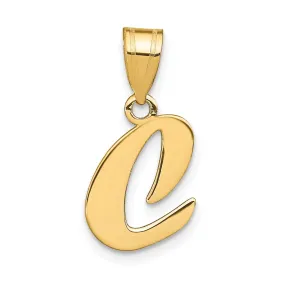 14k Yellow Gold Polished Finish Script Design Letter C Initial Pendant