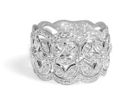 1.79ctw Diamond Antique Inspired Filigree Wide Ring