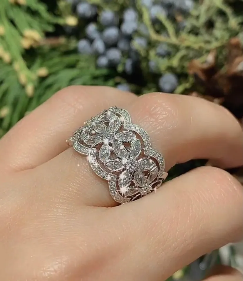 1.79ctw Diamond Antique Inspired Filigree Wide Ring
