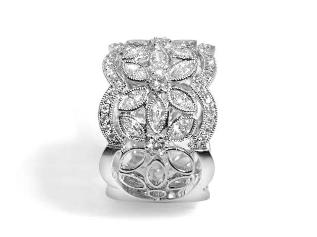 1.79ctw Diamond Antique Inspired Filigree Wide Ring
