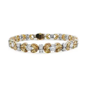 18ct Gold White & Fancy Yellow Diamond Set Bracelet