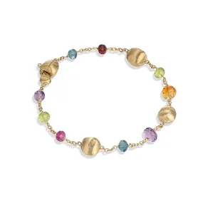 18K Yellow Gold Mixed Gemstone Single Strand Bracelet