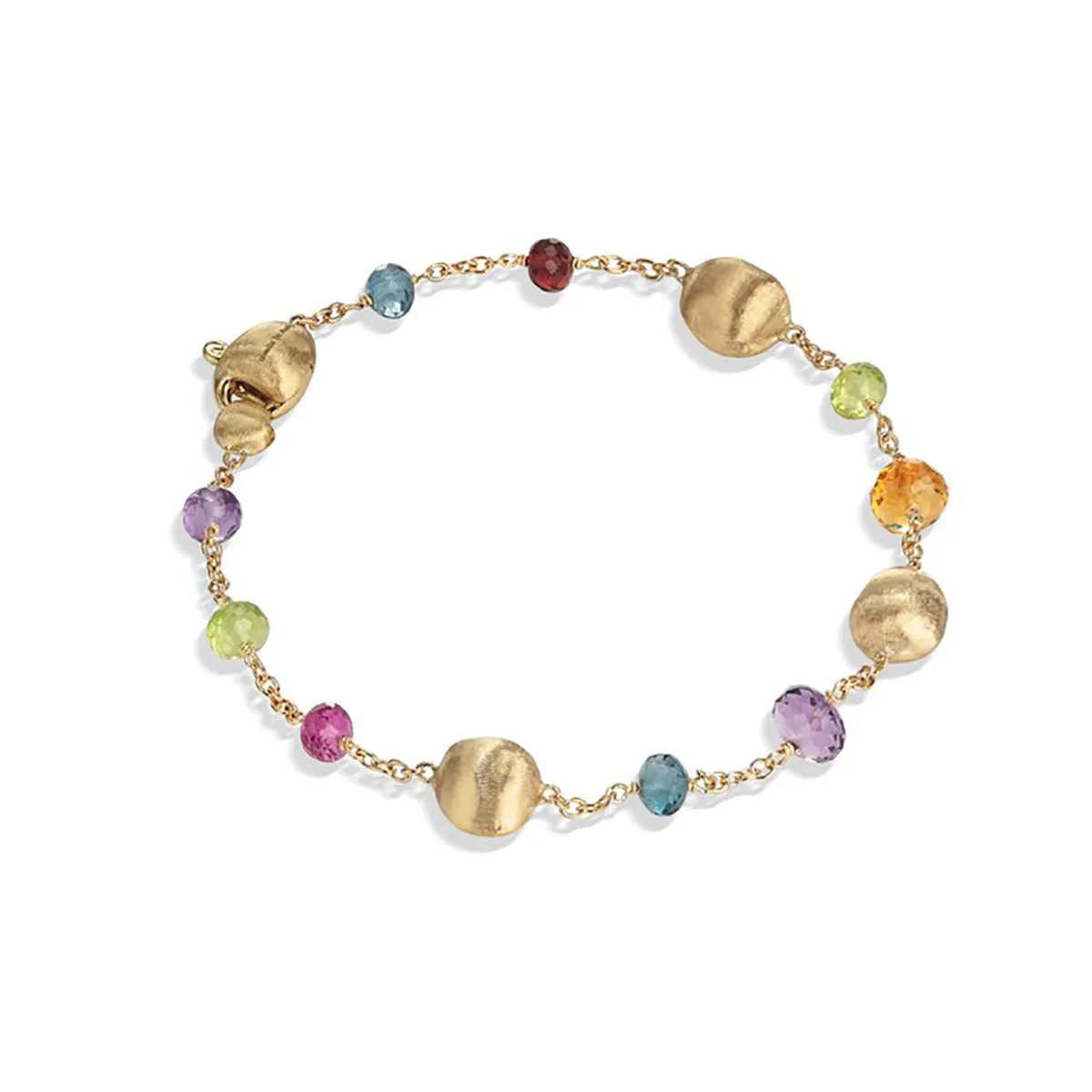 18K Yellow Gold Mixed Gemstone Single Strand Bracelet