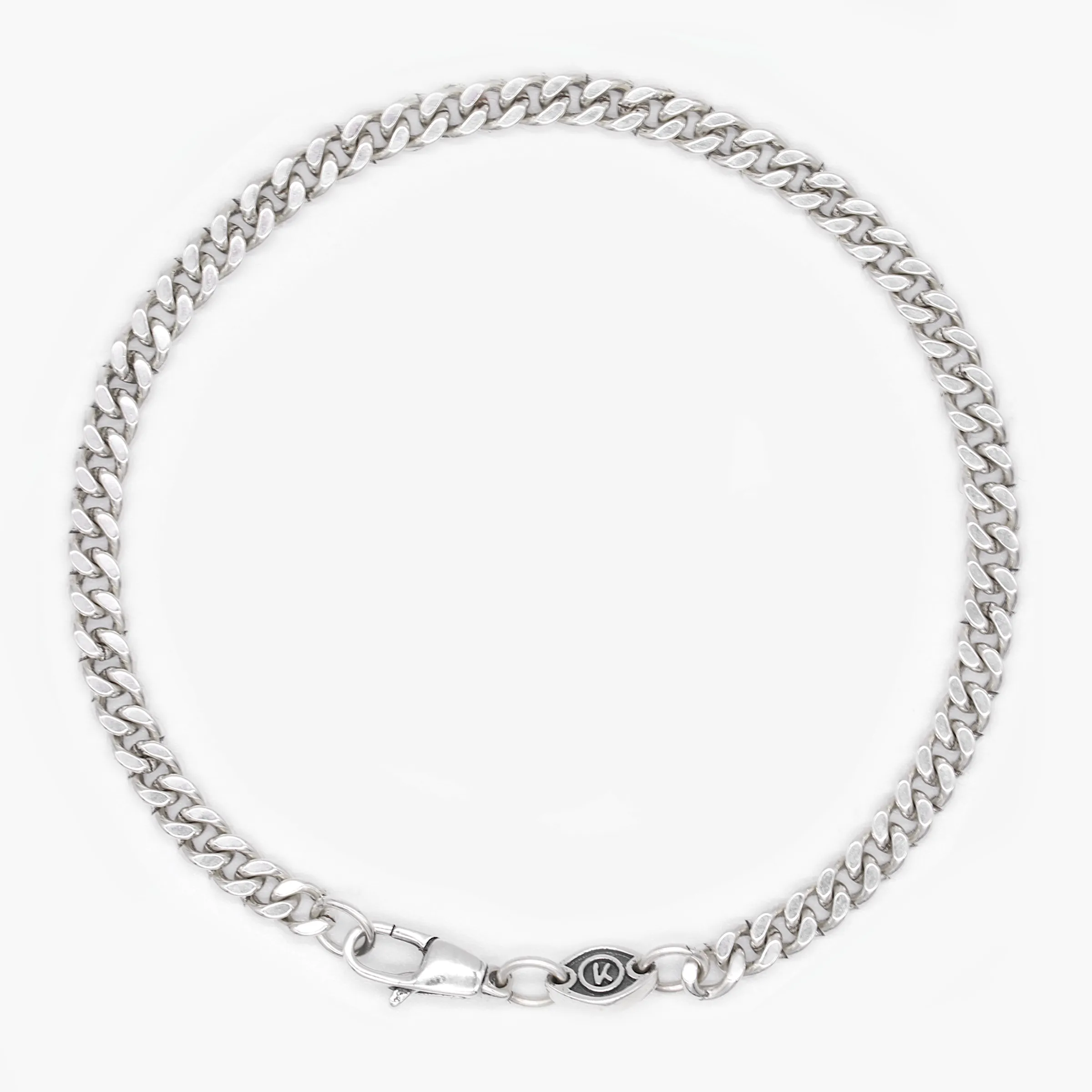 4mm Sterling Silver Cuban Link Chain Bracelet