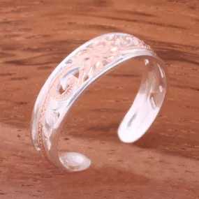 6mm Hawaiian Scroll Two Tone Pink Gold Plated See Through Toe Ring