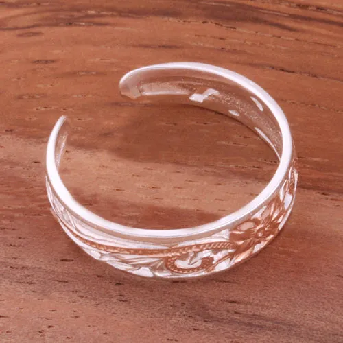 6mm Hawaiian Scroll Two Tone Pink Gold Plated See Through Toe Ring