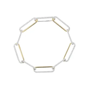 8-Inch Diamond Oval Link Bracelet in 18K Gold