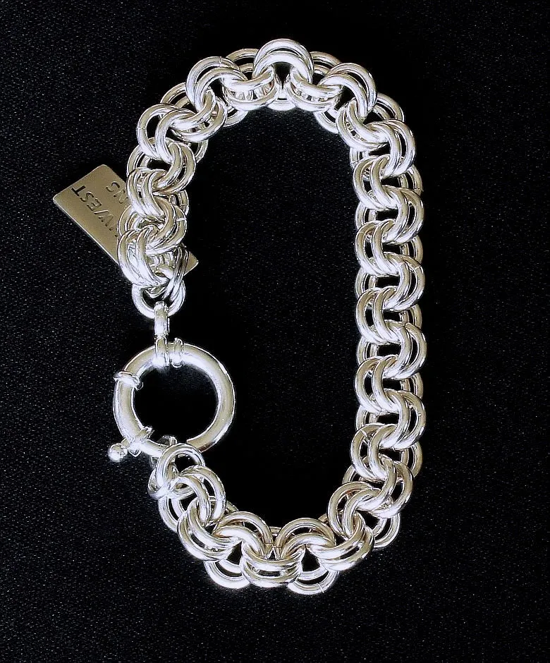 8.2mm Sterling Silver Two-By-Two Link Bracelet with 16mm Sterling Silver Spring Ring Clasp