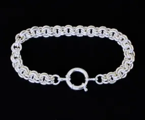 8.2mm Sterling Silver Two-By-Two Link Bracelet with 16mm Sterling Silver Spring Ring Clasp
