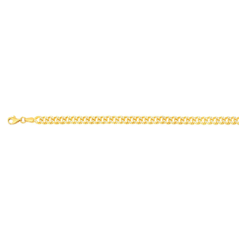 9ct Yellow Gold Cubic Zirconia Chain Bracelet