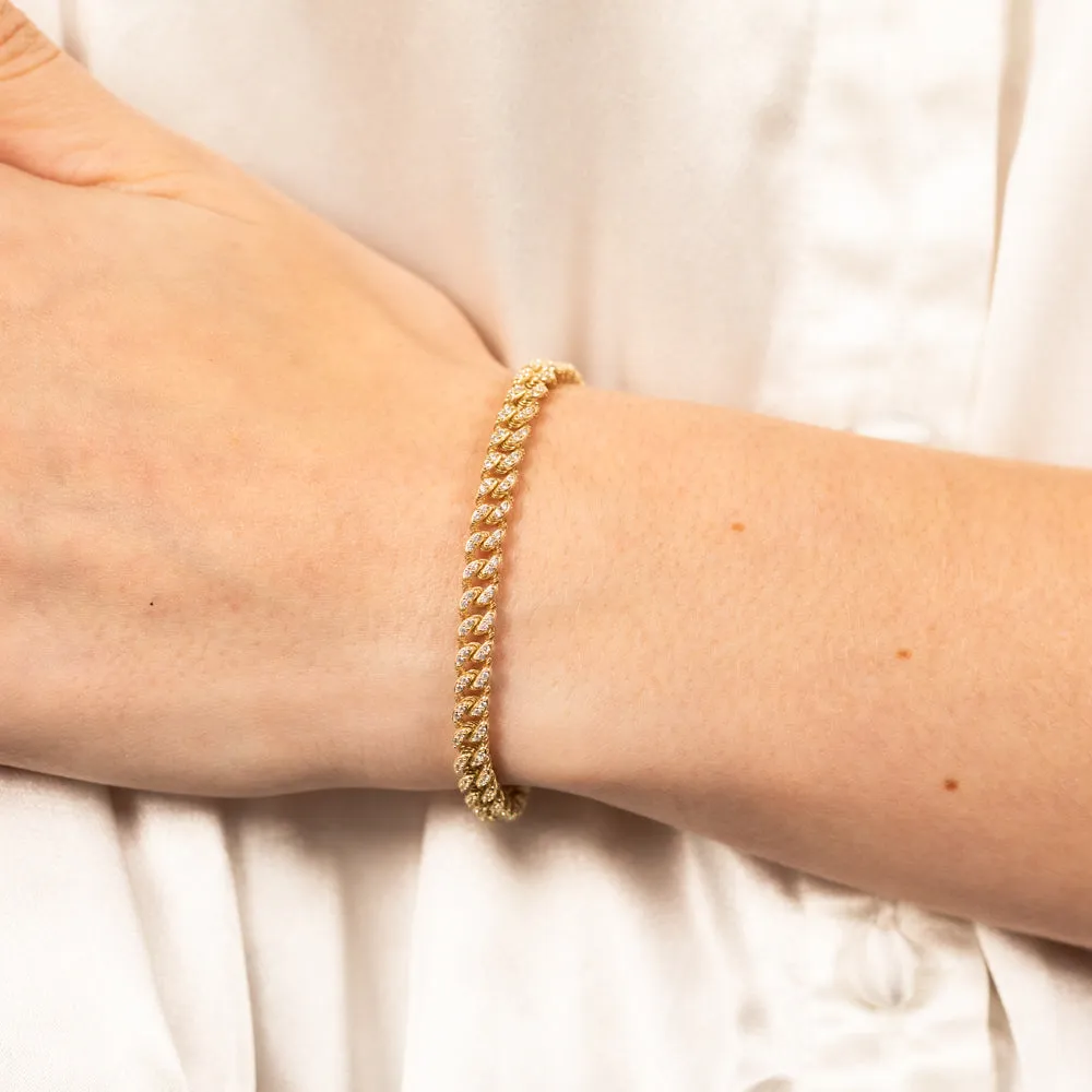 9ct Yellow Gold Cubic Zirconia Chain Bracelet