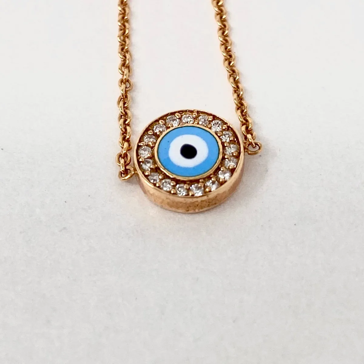 Aaron Basha 18K Rose Gold Evil Eye Pendant Bracelet