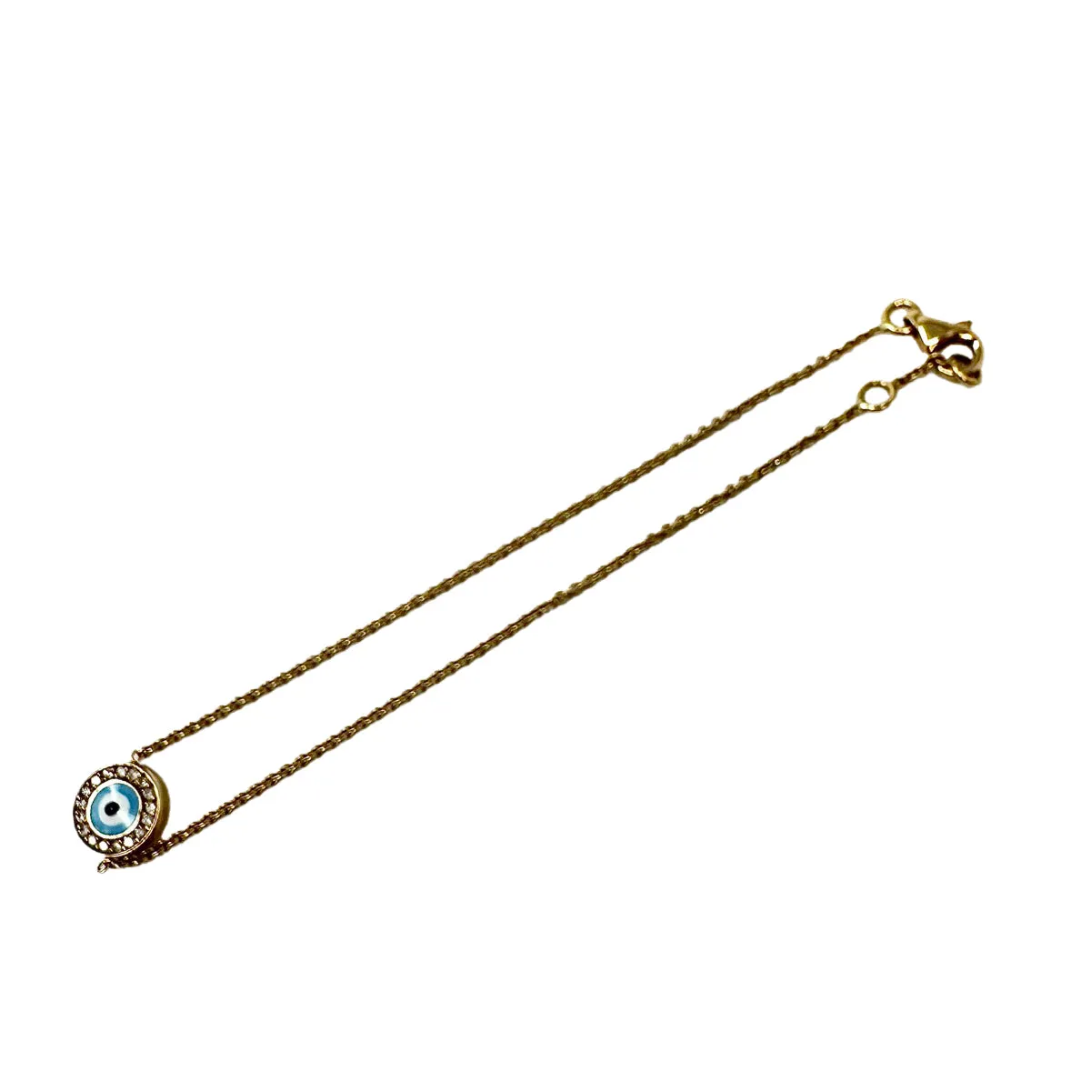 Aaron Basha 18K Rose Gold Evil Eye Pendant Bracelet