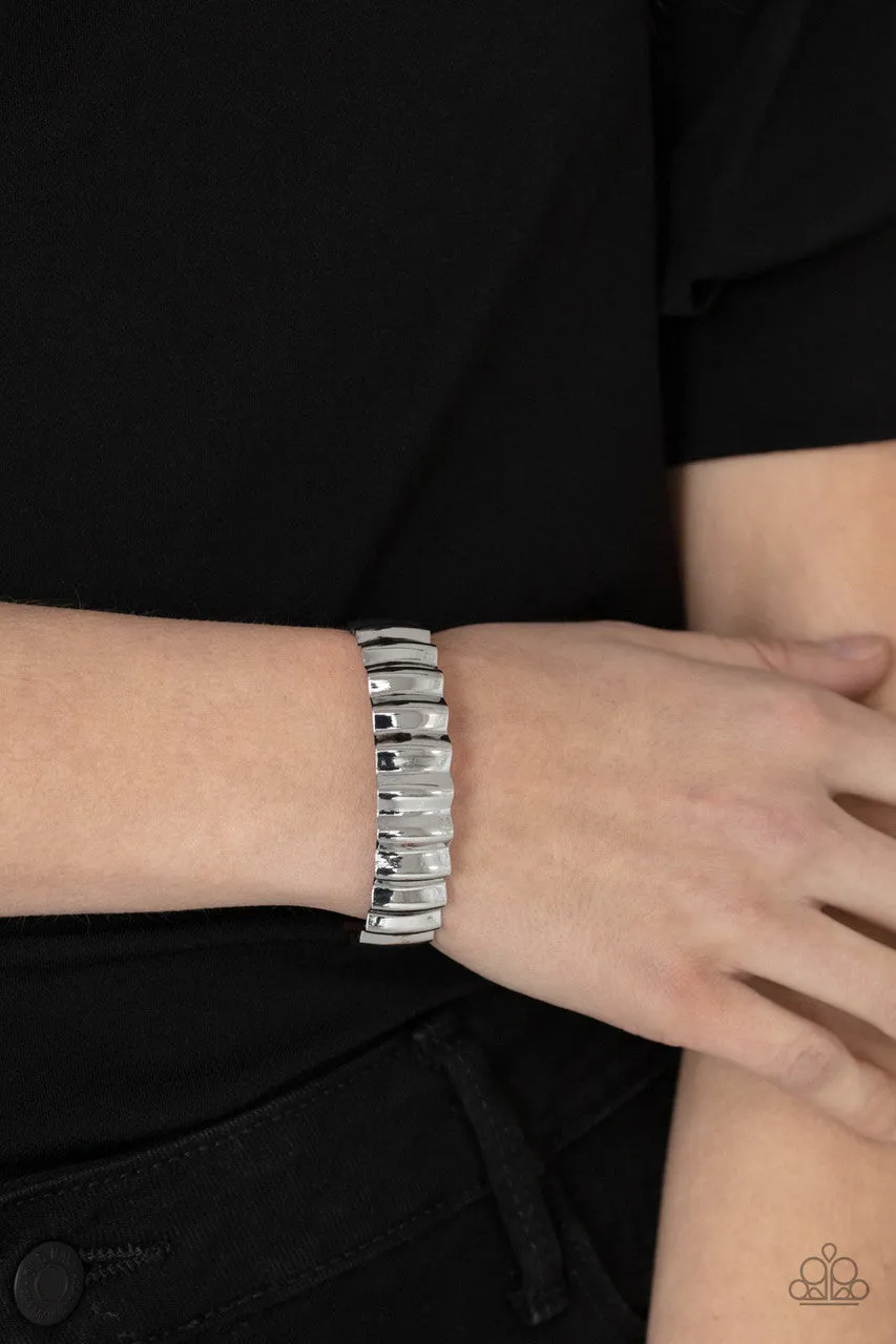 Across the HEIR-Waves Silver Paparazzi Bracelet
