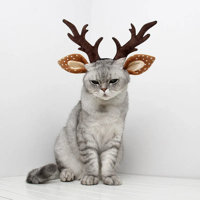 Adorable Dog and Cat Elk Reindeer Antler Headband Pet Christmas Costume