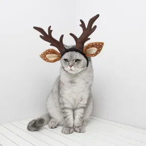 Adorable Dog and Cat Elk Reindeer Antler Headband Pet Christmas Costume