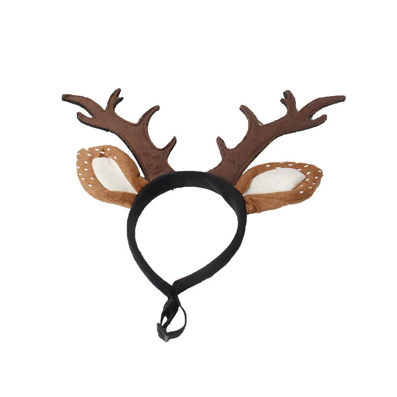 Adorable Dog and Cat Elk Reindeer Antler Headband Pet Christmas Costume