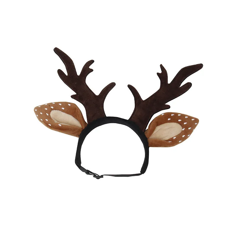 Adorable Dog and Cat Elk Reindeer Antler Headband Pet Christmas Costume