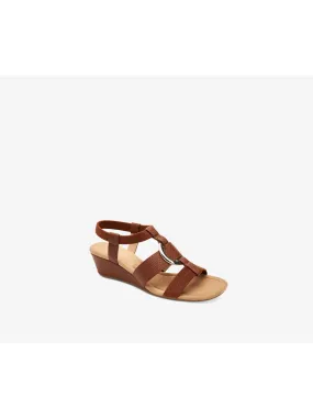 ALFANI Womens Brown Snakeskin Ring Detail Stretch Padded Strappy T-Strap Vennice Round Toe Wedge Slip On Slingback Sandal M