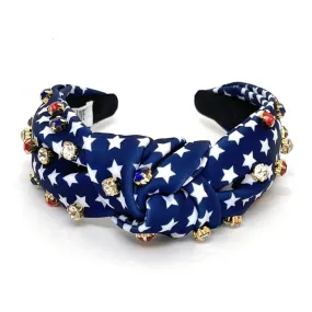 American White Stars Jeweled Knot Headband