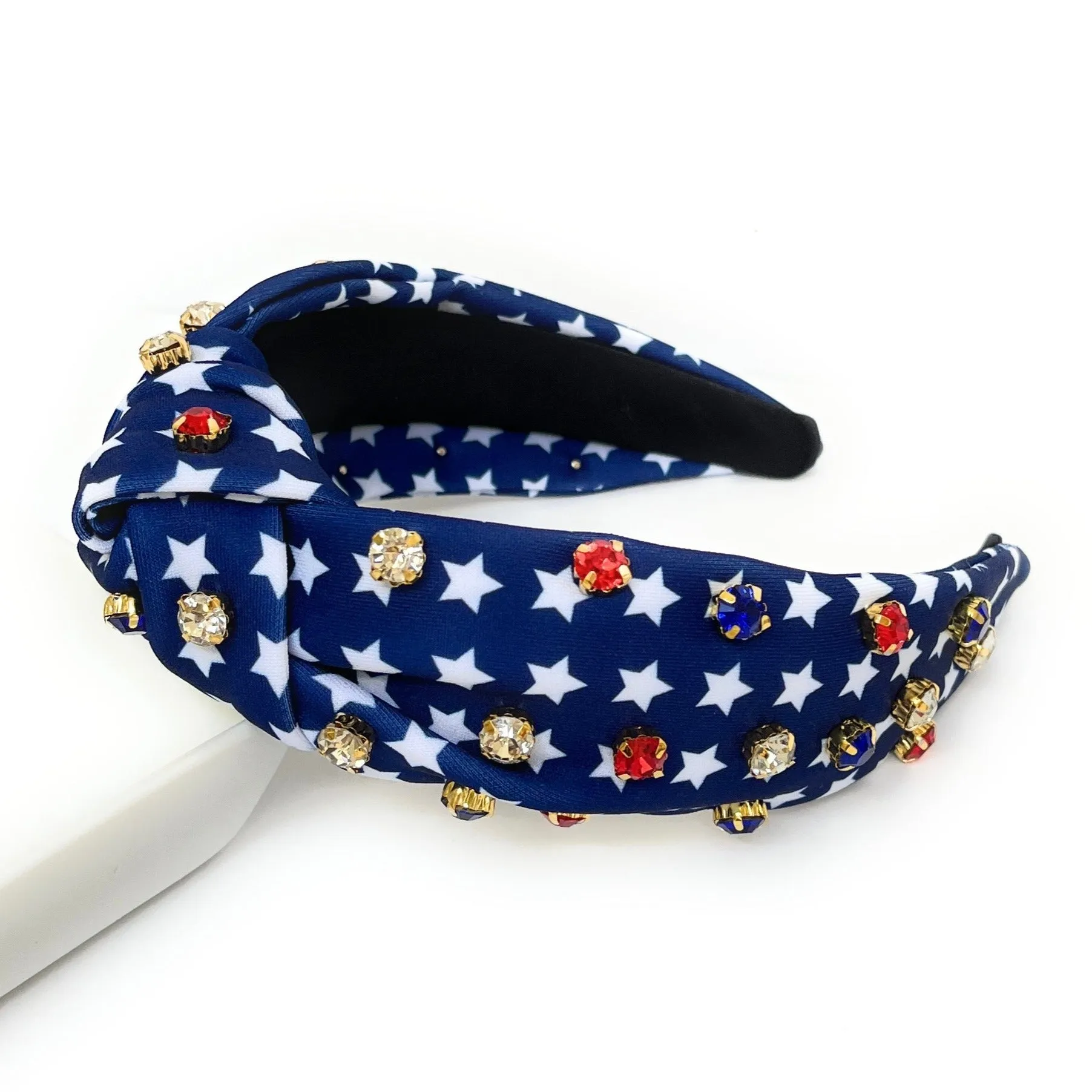 American White Stars Jeweled Knot Headband