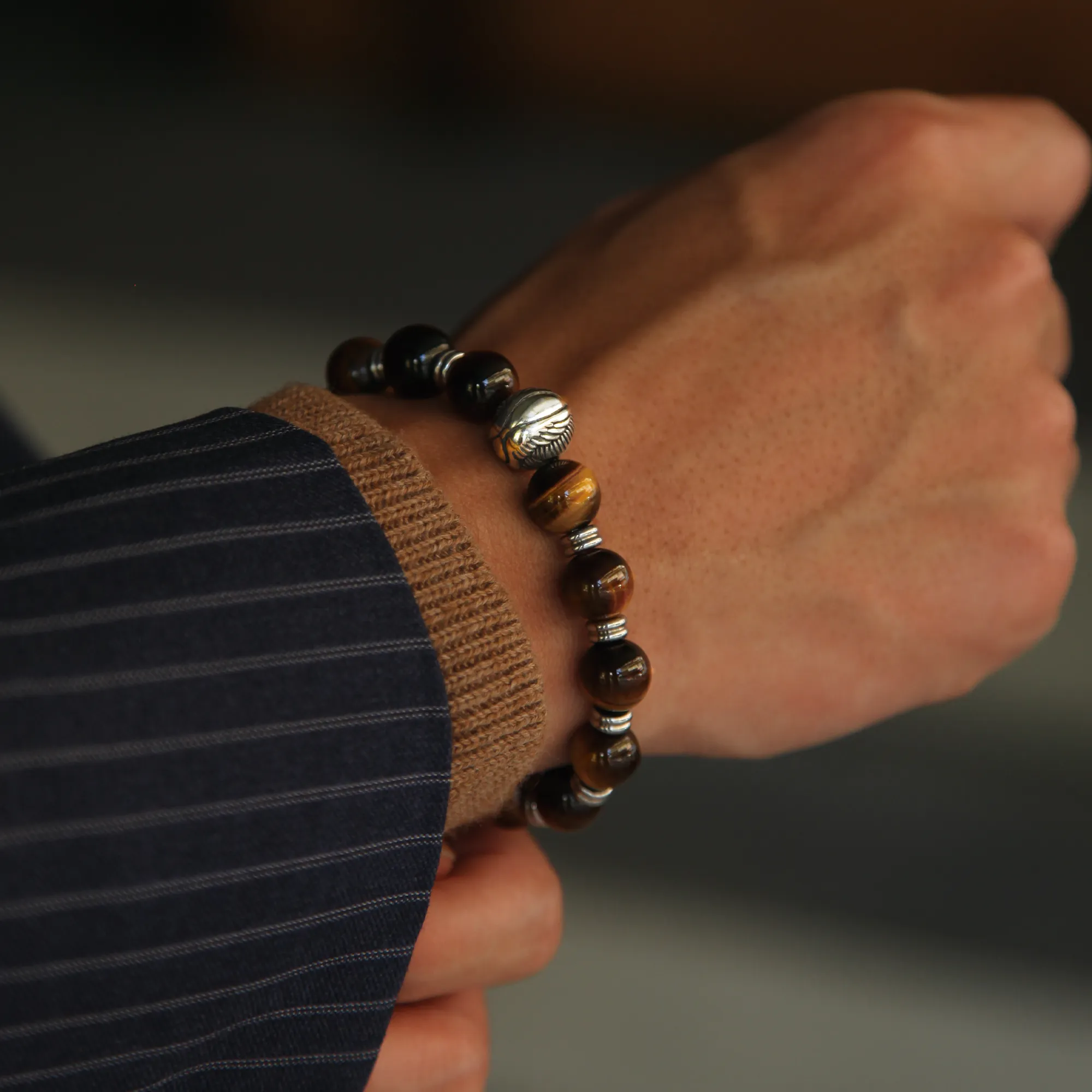 Angel Wing Bracelet with Tiger Eye Crystal