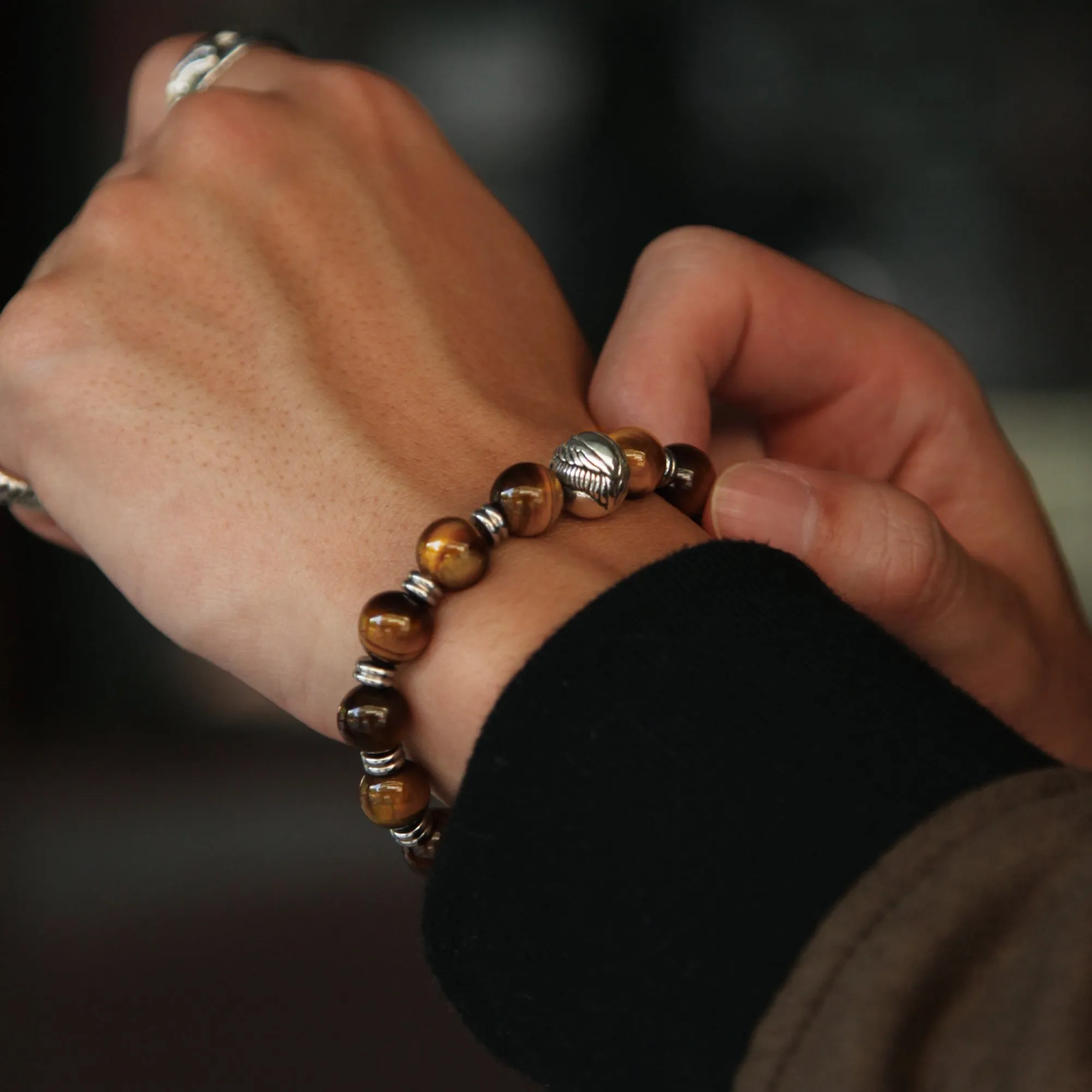 Angel Wing Bracelet with Tiger Eye Crystal