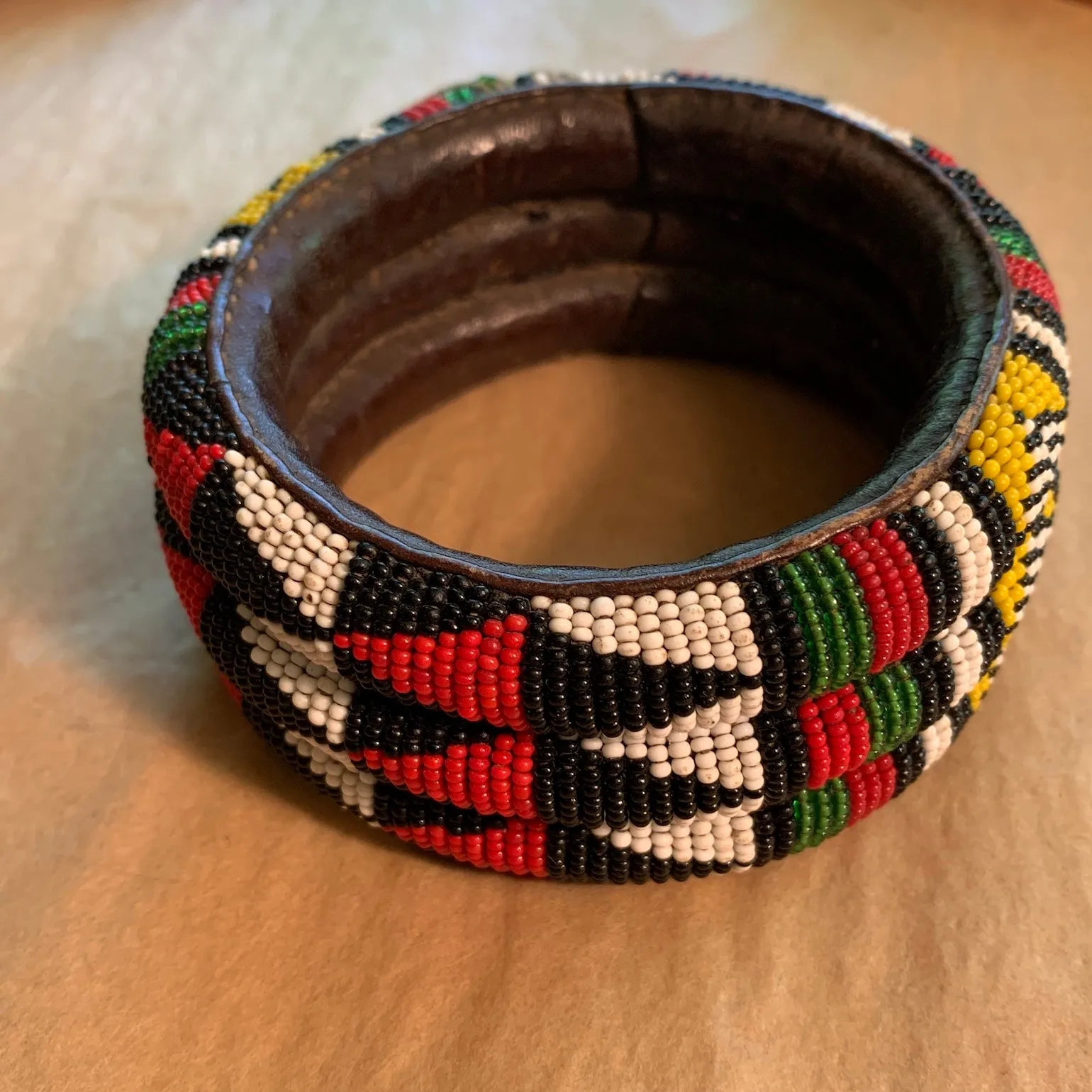 Antique Beaded Wide Bangle, Mali