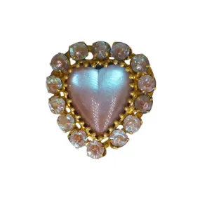 Antique Edwardian Saphiret Glass Heart Brooch