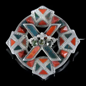 Antique Victorian Scottish Brooch Agate Circa 1860