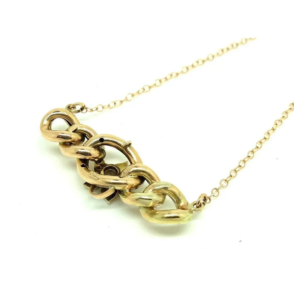 Antique Victorian Seed Pearl Chain 9ct Rose Gold Necklace